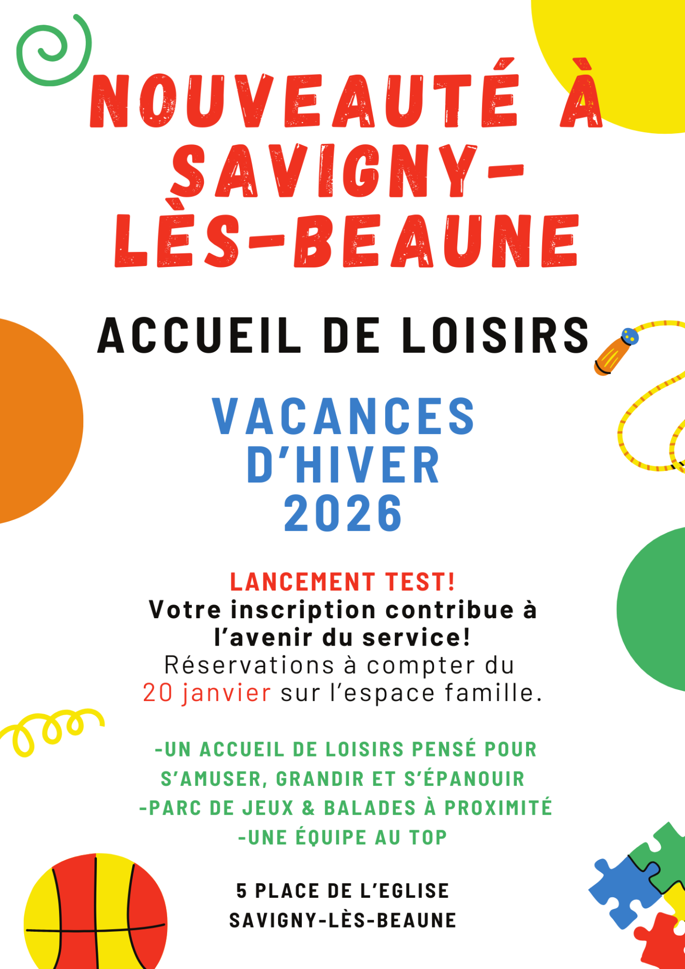 Affiche accueil loisirs ecole savigny