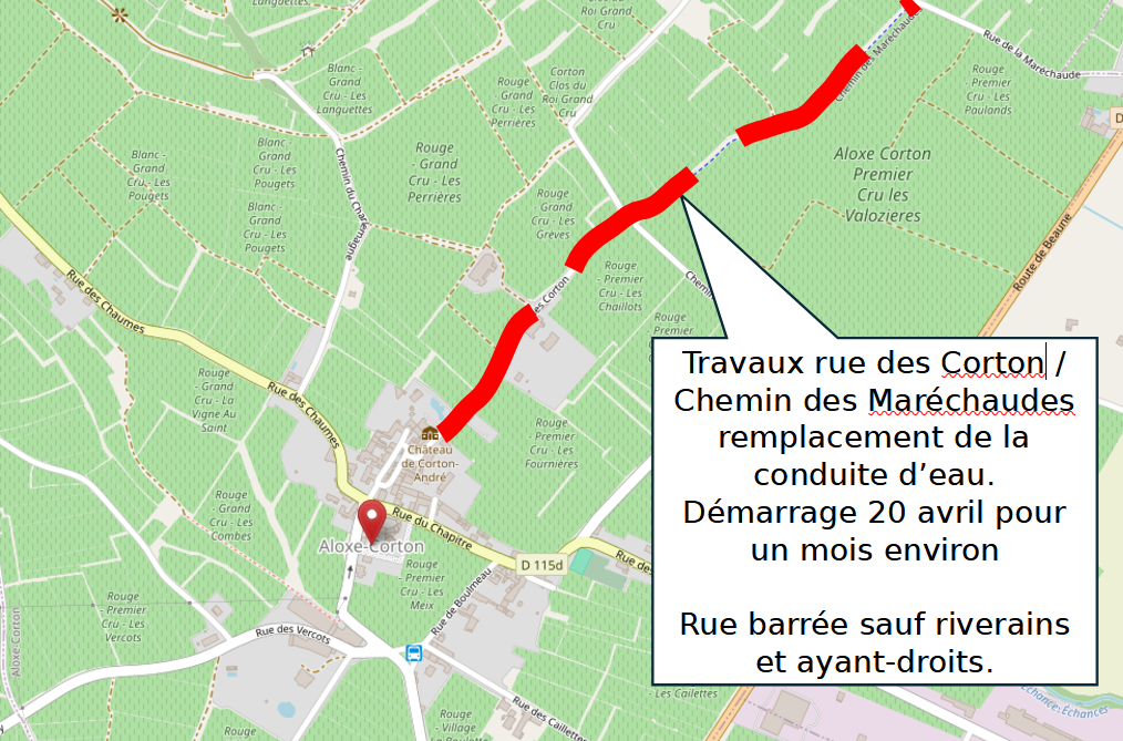 Plan des travaux de la rue des Corton - Avril 2026