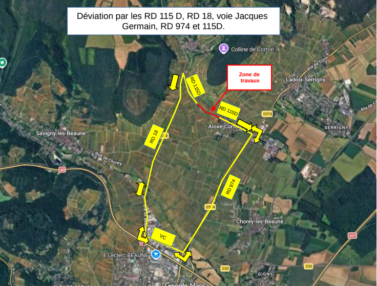 Carte de la déviation